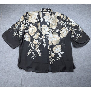 Susan Graver Sheer Kimono Womens 3X Floral Old Money Art Coastal Dark Romantic